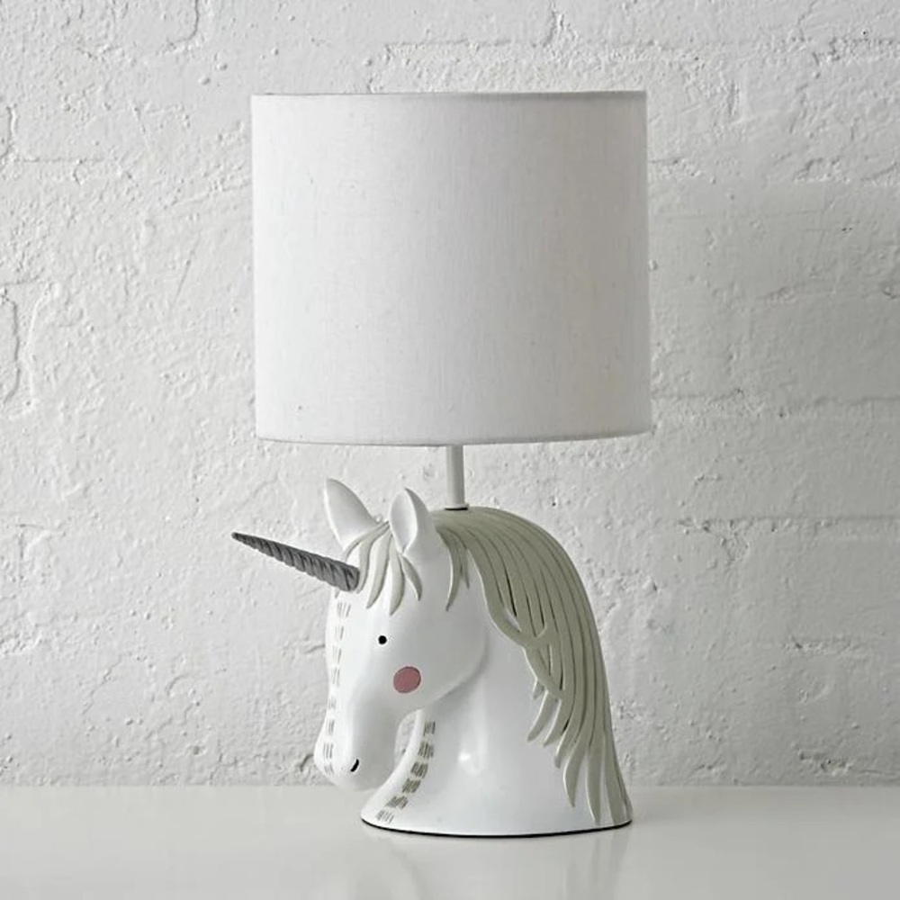 Crate & Barrel Unicorn Table Lamp with White Shade